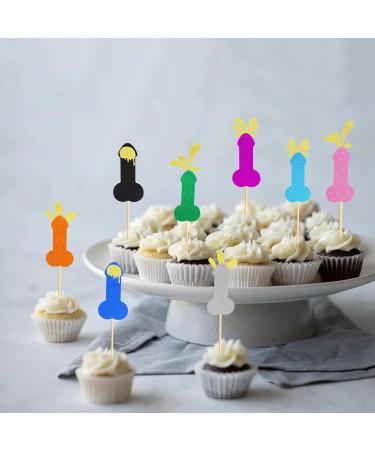 Arthsdite 24Pcs Bachelorette Cupcake Toppers Hen Funny Party Cake Pick Decorations for Wedding Engagement Bachelorette Birthday Party Cake Decorations Supplies - Multi-color Glitter - Buy Online on SooperMarket.com