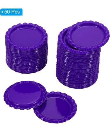 PATIKIL 1 Inch Flat Decorative Bottle Caps 50 Pack Craft Bottle Pendant Trays Double Sides Printed for DIY Pendants Craft Scrapbooks Purple - Buy Online on SooperMarket.com