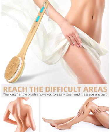 Metene 2 Pack Shower Brush - Dual-Sided Long Handle Back Scrubber & Body Exfoliator for WetDry Brushing - Buy Online on SooperMarket.com