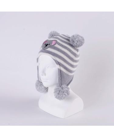 LANGZHEN Toddler Winter Hat with Earflap and Fleece Lining for Baby Boys Girls 2-4 Years - Penguin and Koala Design - Black and Grey Stripe - Buy Online on SooperMarket.com
