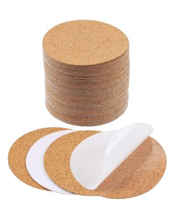 Self-Adhesive Cork Circle 40 PCS 4 Inch Diameter Cork Mats Cork Backing Sheets with Strong Adhesive-Backed for Coasters Wall Decor and DIY Crafts Round