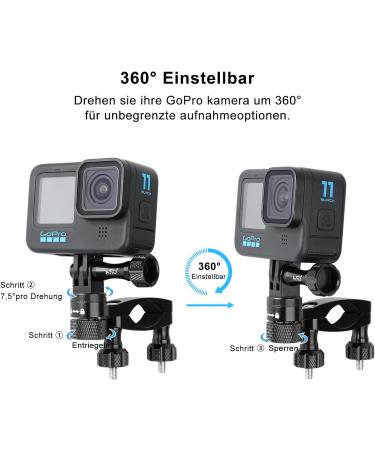 Buy HSU Aluminum Bicycle Handlebar Holder for GoPro Hero 12/11/10/8/7/6/5/4/3 & Action Cameras - 360 Rotary Mountainbike Rack - Black - Buy Online on SooperMarket.com