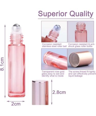 Alledomain 10Pcs 10ml Essential Oil Roller Bottles Refillable Transparent Rose Gold Glass Roll on Bottles Clear Roll Bottles with Stainless Balls & Rose Gold Cap Include Label Dropper & Opener Color 1 - Buy Online on SooperMarket.com