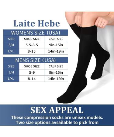 Laite Hebe Compression Socks - 4 Pairs for Women & Men - Best Support for Nurses, Running & Athletic - Black/White/Grey/Navy - Small/Medium - Buy Online on SooperMarket.com