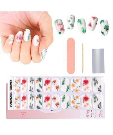 EBANKU Semi Cured Gel Nail Strips Red Gel Nail Strips Long Lasting Waterproof Real Nail Polish Strips Wraps Stickers with Cuticle Stick Nail File Nail Wipes & Sealing(UV/LED Lamp Required) Yellow