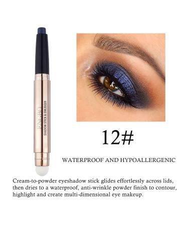 Cream Eyeshadow Stick 2-in-1 Eye Shadow Pencil Crayon with Smudger | Waterproof & Long-Lasting Eye Makeup | Midnight Black Blue Shimmer Eye Shadow Stick - Buy Online on SooperMarket.com