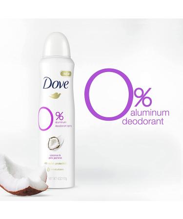 Dove 0% Aluminum Free Deodorant Spray 4 oz, 3 Pack - Coconut & Pink Jasmine, 48-Hour Protection - Buy Online on SooperMarket.com