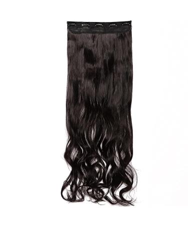 Clip-in Hair Extensions - 1 Weft 5 Clips Wavy Human Hair Natural Black - 43 cm (120 g) for a Flawless Look - Buy Online on SooperMarket.com