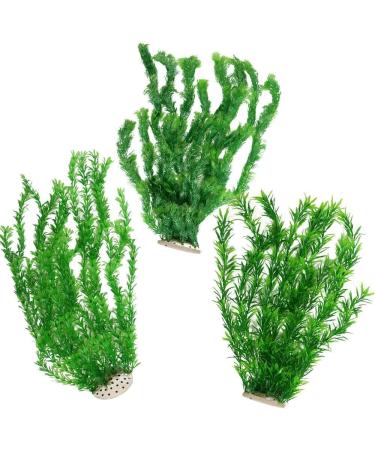 Ctpeng XXL Aquarium Decorations - Set of 3 Plastic Plants for Fish Tanks | 55cm 10cm 8cm - Buy Online on SooperMarket.com