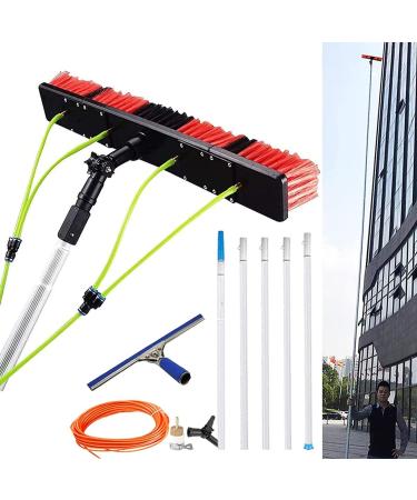 5m-12m Window Cleaning Pole Outdoor Water Fed Telescopic 2 in 1 Brush Squeegee Attachment Professional Extendable Cleaner Conservatory Roof Gutters(50cm Brush 8m pole) 55cm Brush Head 8M/27FT