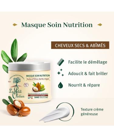 Le Petit Olivier Nutrition Mask for Dry & Damaged Hair - 11.15 oz - Moisturizing Hair Mask with Olive Shea & Argan Oils - Paraben & Sulfate-Free - Natural Ingredients - Fast Results - Buy Online on SooperMarket.com