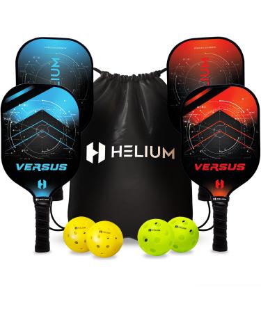Helium Pickleball Paddles Set of 4 - USAPA Certified - Graphite Fiberglass Surface, Lightweight Honeycomb Core Versus