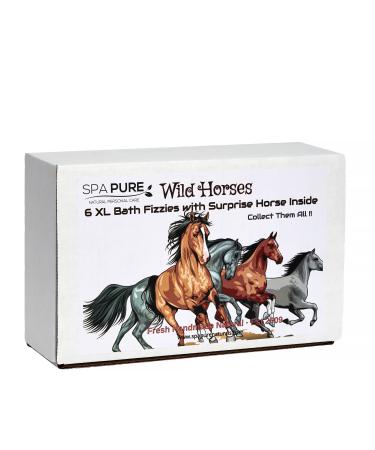 SPAPURE Wild Horses Bath Bombs: for Kids with 6 XL Bath Bombs with Surprise Horses Inside  USA Made  Handmade  Natural Bath Bombs  Birthday Gift idea for Kids  Spa Parties