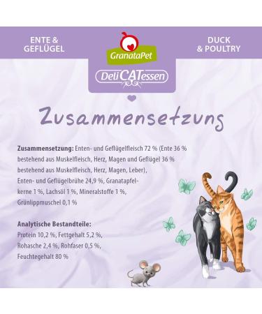 Granapet Delicatessen Duck & Poultry Wet Cat Food - Grain-Free Sugar-Free Gourmet 6 x 85g Pack - Buy Online on SooperMarket.com