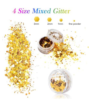 AOOWU Chunky Glitter 12 Colors 3D Nail Art Sequins - Festival & Holographic Cosmetic Glitter for Nail, Face, Body & DIY Art - Buy Online on SooperMarket.com