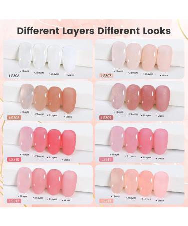 YTD Likomey Nude Gel Nail Polish Kit - 8 Colors Translucent Neutral Jelly Sheer UV Set | White Pink Glitter | 7.5ml Multicolor - Buy Online on SooperMarket.com