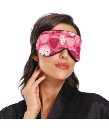 Haskirky Light Blocking Eye Mask | Breathable & Adjustable for Men and Women | Perfect for Travel, Yoga, and Deep Sleep | Pink Strawberry - Buy Online on SooperMarket.com