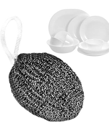 Stainless Steel Sponges Scrubbers | Hangable Kitchen Cleaning Metal Dish Scrubber Cleaning Brush For Pots Non-Stick Pot Steel Wire Ball Heavy Duty Dish Scrubber Stainless Steel - Buy Online on SooperMarket.com