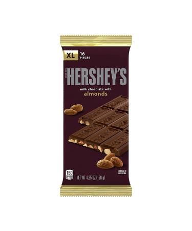 Hershey's Milk Chocolate with Almonds XL Candy - Bulk 4.25 oz Bars (12 Count) - Individually Wrapped Chocolate - 16 Pieces - Buy Online on SooperMarket.com