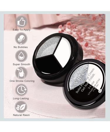 Saviland 3-in-1 Pudding Gel Nail Polish Set - Black, White, Silver | Nail Art Paint for Professional Salons & Starters - Buy Online on SooperMarket.com