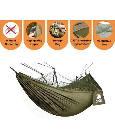 COVACURE Double Camping Hammock with Net - Lightweight & Portable for Outdoor, Hiking, Backpacking - Green - Buy Online on SooperMarket.com