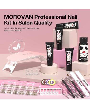 Morovan Poly Gel Nail Kit for Beginners - Pink Nude Poly Gel Nail Kit with UV Lamp | Professional Nail Extension Starter Kit with French Nail Art - Buy Online on SooperMarket.com