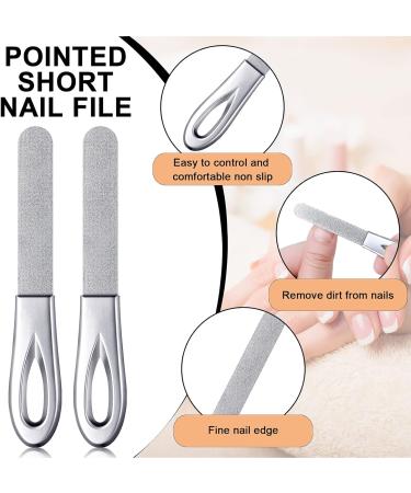 Stainless Steel Nail Files Set with Leather Case - Double Sided Grit Diamond Fingernail File for Natural Nails - Non Slip Handle, Metal File Emery Boards (Black) - Buy Online on SooperMarket.com