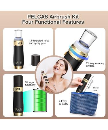 PELCAS Cordless Airbrush Professional Makeup Kit - Rechargeable Mini Airbrush Gun for Face and SPA 35ML - Buy Online on SooperMarket.com