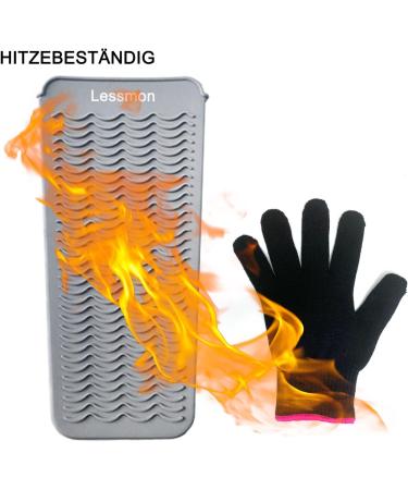 Heat-Resistant Mat Bag & Gloves for Hair Styling | 28.5cm x 14cm | Ideal for Curls & Smoothing Tools - Gray - Buy Online on SooperMarket.com