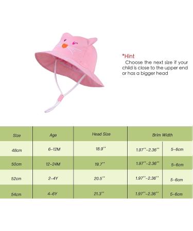 LANGZHEN Baby Girls Beach Sun Hat with Chin Strap - Pink Cat Design | Adjustable Toddler Kids Wide Brim Summer Play Hat - 6-12 Months - Buy Online on SooperMarket.com