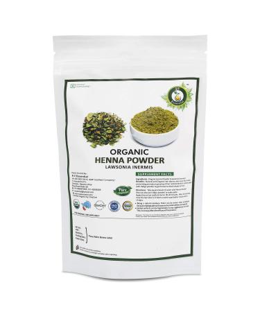 R V Essential Organic Henna Powder 200gm/ 7.05oz/ 0.44lb- Lawsonia Inermis Natural Henna Leaf Powder For Hair USDA Organic Certified Ayurvedic Supplement in Resealable and Reusable Zip Lock Pouch