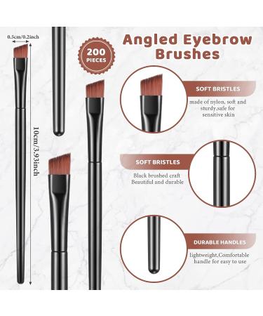 200 Pcs Disposable Angled Eyebrow & Eye Liner Brushes - Salon Quality Makeup Tool - Buy Online on SooperMarket.com