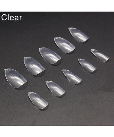 Acrylic Artificial Nails Oval Almond Shaped Nail Art Home Nail Extension (Natural White) 500pcs Colorless