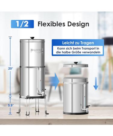 PureWell 6-Stage Ultrafilter Water System - EU Certified 304 Steel Reduces Fluoride & Chlorine 8.5L Capacity - Buy Internationally - Buy Online on SooperMarket.com