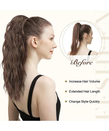 FESHFEN Blonde & Ash Blonde Mixed Curly Wavy Drawstring Ponytail Extension 18 inch - Synthetic Hairpiece for Women - Buy Online on SooperMarket.com