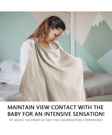 Soft & Breathable Cotton Breastfeeding Cover - Still Towel Snack Apron | Ideal Gift for Moms - Khaki - Buy Online on SooperMarket.com