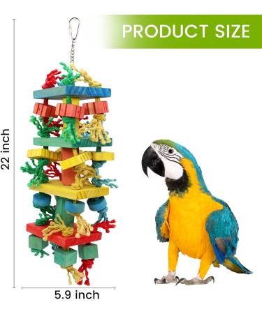 Large Parrot Toy for Climbing, Chewing & Preening - Multicolored Wooden Block Toy | MQUPIN M-22inch - Buy Online on SooperMarket.com