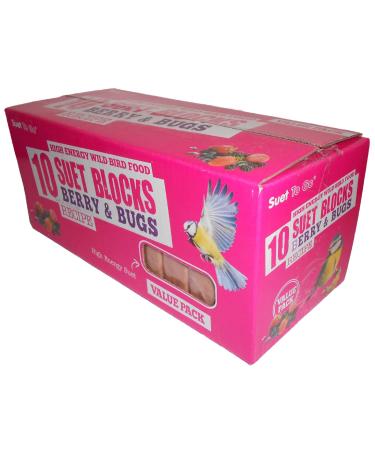Suet To Go Berry and Bugs Suet Block Wild Bird Treat 10 x 300 g