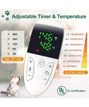 Heated Cat Dog Bed with Timer and Adjustable Temperature | Waterproof Pet Heating Pad for Indoor/Outdoor Use | Christmas Green 18X28IN - Buy Online on SooperMarket.com