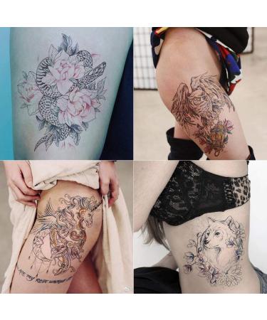 Oottati Fairy Tales Animal Temporary Tattoo Kit - Pink Unicorn Swan Deer Elf Wolf Owl Eagle Elephant Sun Flower Arm - 12 Sheets - Buy Online on SooperMarket.com
