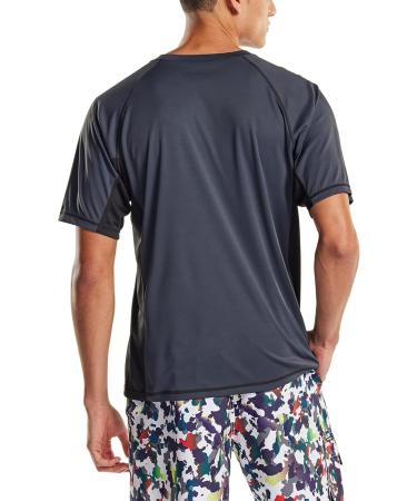 TSLA Swimwear Short Sleeve Top | UV Protection UPF 50+ Quick-Dry Rash Guard for Men | 1 Pack Charcoal & Black M - Buy Online on SooperMarket.com
