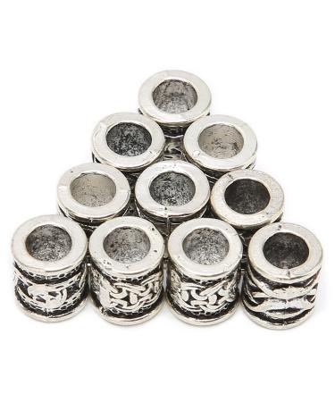 10Pcs Viking Beard Beads for Men Beard  Hair Beard Pendant and Compass Pendant  DIY Bracelet Jewelry Pendants  Norse Dreadlock Beads Hair Tube Beads