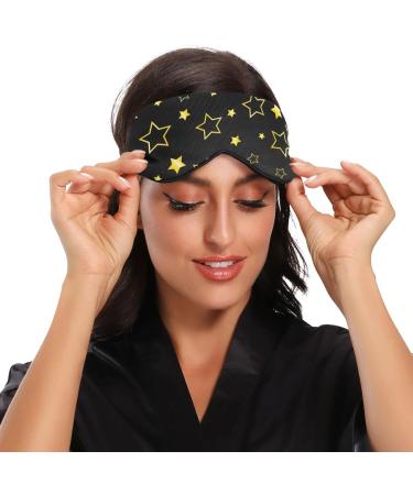 Haskirky Light Blocking Eye Mask for Deep Sleep and Relaxation - Adjustable Men and Women Travel Mask for Business Trips, Yoga, and Meditation - Breathable & Comfortable - Black Stars - Buy Online on SooperMarket.com