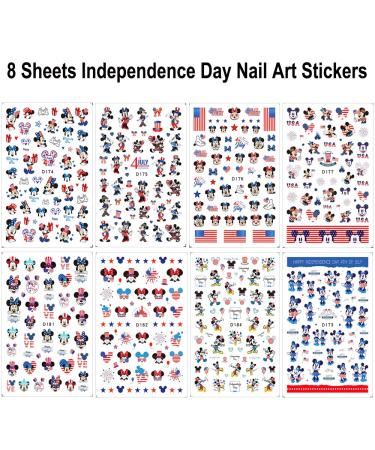 4th of July Nail Art Stickers - Patriotic Independence Day Designs for Acrylic Nails - Buy Online on SooperMarket.com