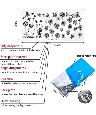 4Pcs Flower & Butterfly Nail Stamp Plates - DIY Manicure Art Stamping - Buy Online on SooperMarket.com