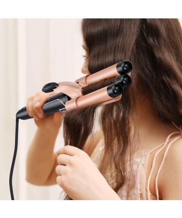 Bestope 5-in-1 Wave Iron Set - Ceramic Curling Rods with Adjustable Temperature Fast Warming Gloves & Clips - Perfect for Large Curls - Elegant Rose Gold - Buy Online on SooperMarket.com