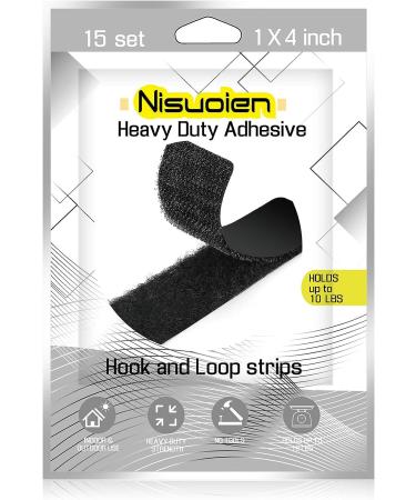 15 Sets Strips with Adhesive - Strong Double Sided Tape with Hook and Loop - 1 x 4 Inch 1 x 4 inch (15 Sets Black) - Buy Online on SooperMarket.com