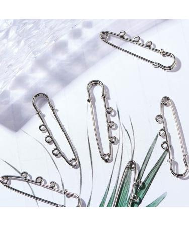 LiQunSweet 10 Pcs Iron 3-Hole Metal Brooch Safety Pins - Platinum 52mm (2 Inch) for Garment and Jewelry Making - Buy Online on SooperMarket.com
