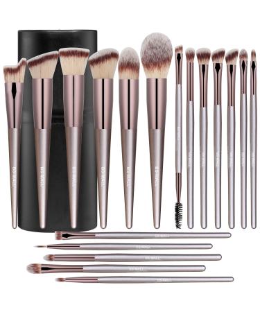 BS-MALL Makeup Brush Set 18 Pcs Premium Synthetic Foundation Powder Concealers Eye shadows Blush Makeup Brushes with black case (Champagne Gold)