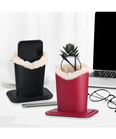 Bivisen Eyeglass Holder Case | Modern Velvet Plush PU Leather - Black & Burgundy - Stylish & Durable Organizer for Glasses - Buy Online on SooperMarket.com